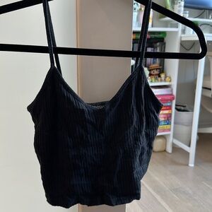Topshop Black Ripped Cropped Tank